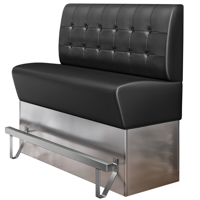 DALLAS | Banquette haute professionnel | L:H 200 x 133 cm | Noir | Bouton Chesterfield | Cuir