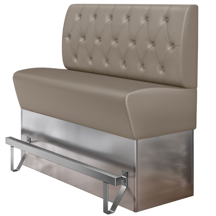 DALLAS | High-top bench for restaurants | W:H 180 x 133 cm | Taupe | Chesterfield diamond pattern | Leather