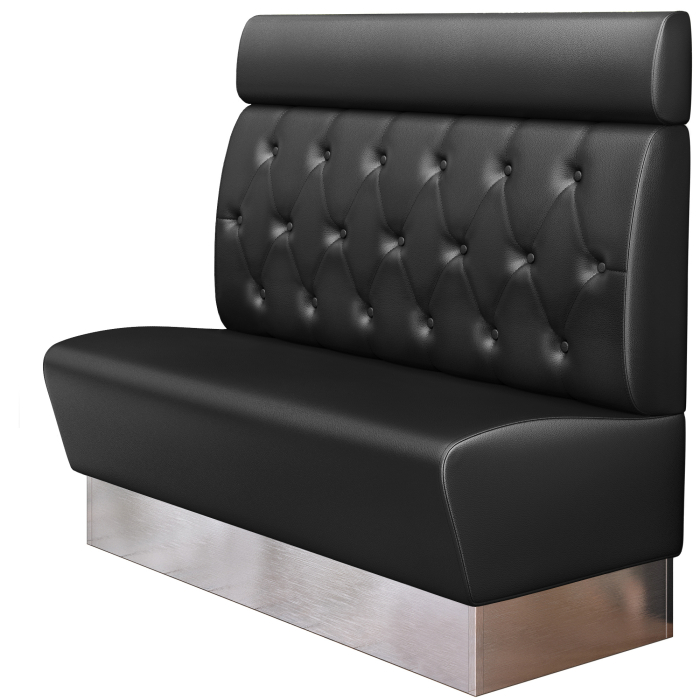 DALLAS | Gastrobank | B:H 120 x 128 cm | Schwarz | Chesterfield Raute | Leder