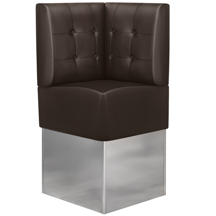 DALLAS | Hjørnebenk for restauranter | B:H 64 x 133 cm | Brun | Chesterfield-knapp | Skinn