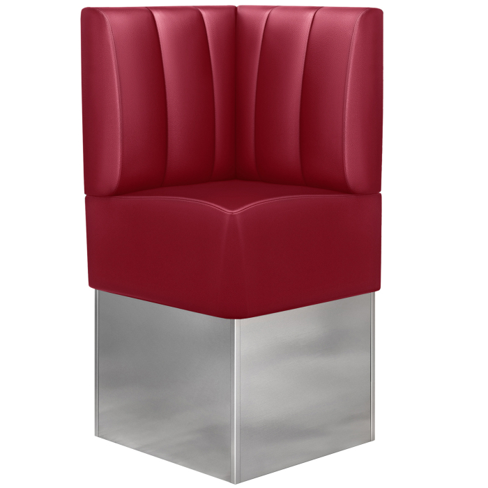 DALLAS | Hjørnebenk for restauranter | B:H 64 x 133 cm | Rød | Stripete | Skinn