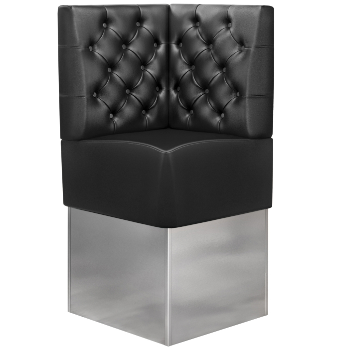 DALLAS | Hjørnebenk for restauranter | B:H 64 x 133 cm | Svart | Chesterfield | Skinn