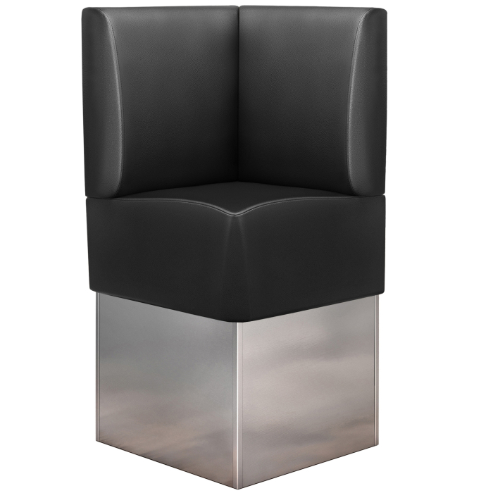 DALLAS | Ławka narożna do restauracji | Szer.:wys. 64 x 133 cm | Czarny | Gładki | Skóra