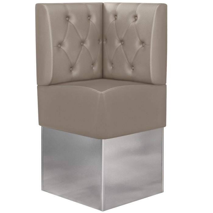 DALLAS | Ławka narożna do restauracji | Szer.:wys. 64 x 133 cm | Szarobrązowy | Wzór diamentowy Chesterfield | Skóra