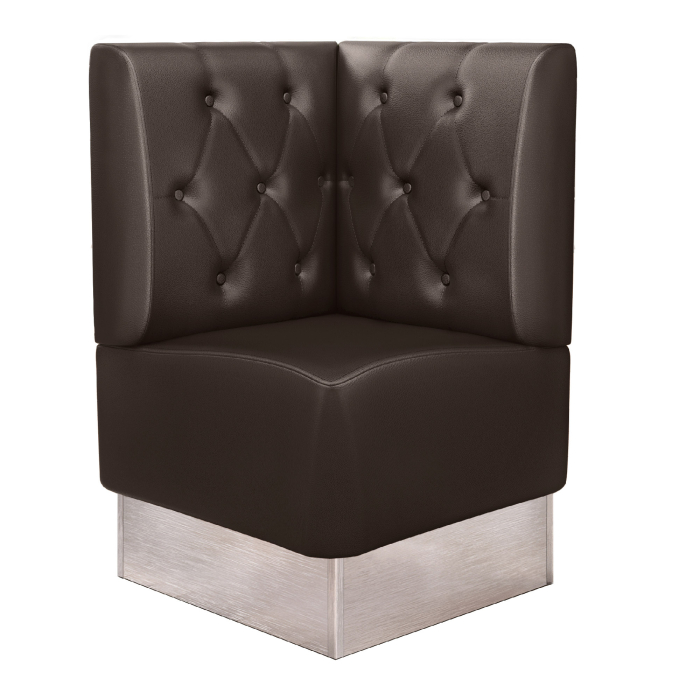 DALLAS | Ławka narożna do restauracji | Szer.:wys. 64 x 103 cm | Brązowy | Wzór diamentowy Chesterfield | Skóra