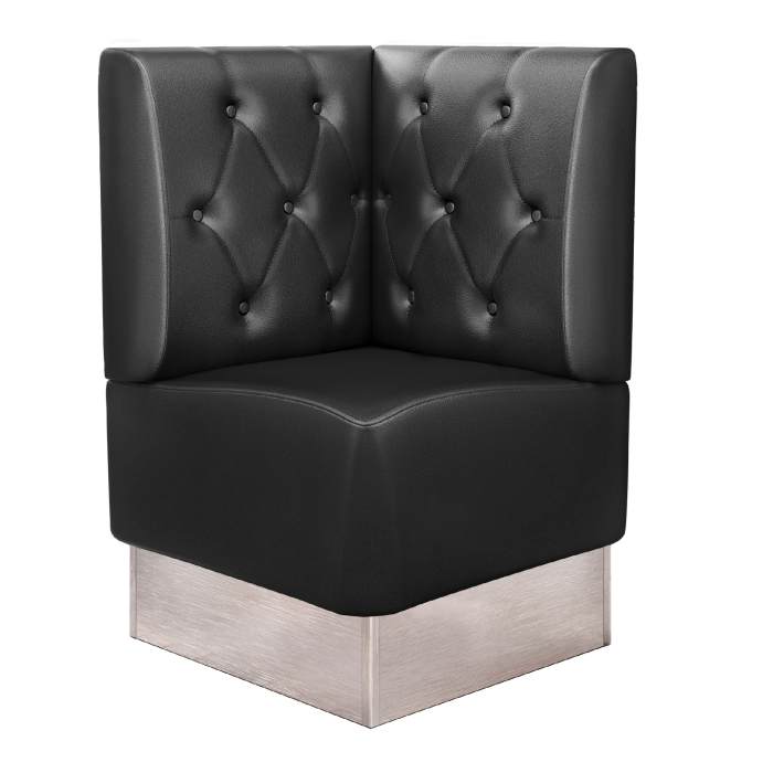 DALLAS | Ławka narożna do restauracji | Szer.:wys. 64 x 103 cm | Czarny | Wzór diamentowy Chesterfield | Skóra