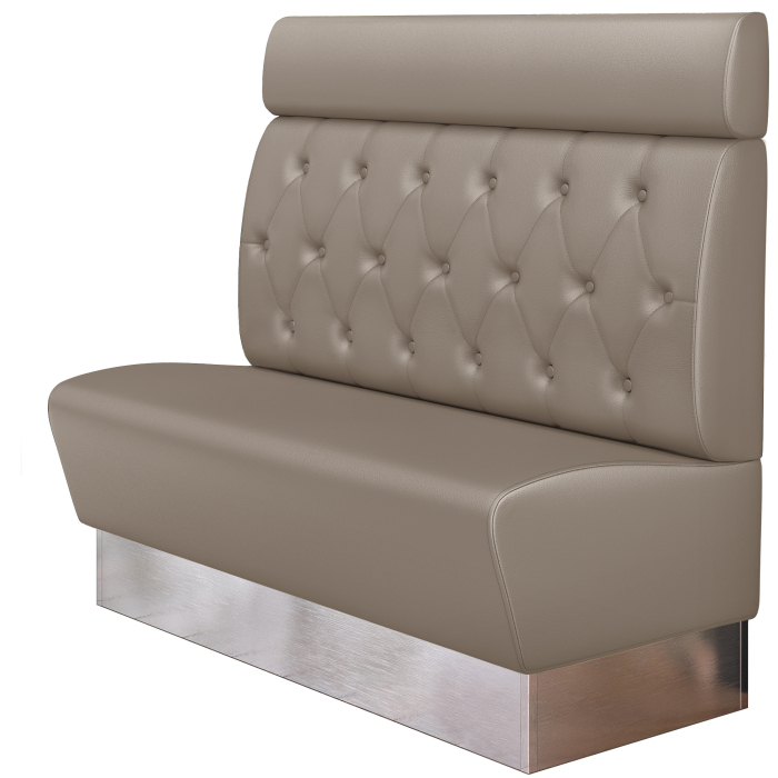 DALLAS | Ławka restauracyjna | Szer.:wys. 100 x 128 cm | Szarobrązowy | Wzór diamentowy Chesterfield | Skóra