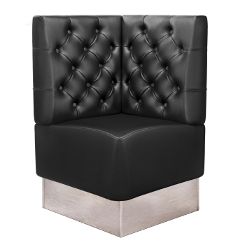 DALLAS | Ławka narożna do restauracji | Szer.:wys. 64 x 103 cm | Czarny | Chesterfield | Skóra