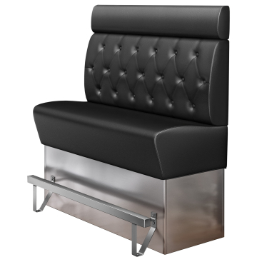 DALLAS | Banco alto para restaurantes | An:Al 100 x 158 cm | Negro | Diseño Chesterfield de rombos | Cuero