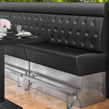 DALLAS | Banco alto para restaurantes | An:Al 120 x 158 cm | Negro | Diseño Chesterfield de rombos | Cuero