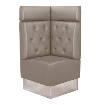 DALLAS | Banco esquinero para restaurante | An.: Al. 64 x 128 cm | Gris topo | Diseño de rombos Chesterfield | Cuero