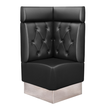 DALLAS | Banquette d'angle pour restaurants | L x H 64 x 128 cm | Noir | Motif losanges Chesterfield | Cuir
