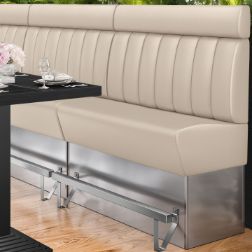DALLAS | Banquette haute pour restaurants | L x H 120 x 158 cm | Crème | Rayée | Cuir