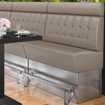 DALLAS | Banquette haute pour restaurants | L x H 140 x 158 cm | Taupe | Boutons Chesterfield | Cuir
