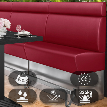 DALLAS | Banquette haute professionnel | L:H 140 x 158 cm | Rouge | Lisse | Cuir