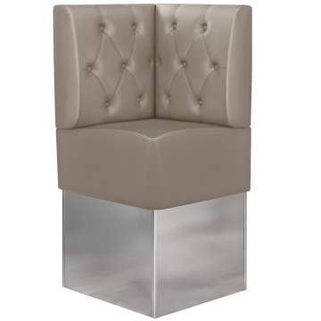 DALLAS | Corner bench for restaurants | W:H 64 x 133 cm | Taupe | Chesterfield diamond pattern | Leather