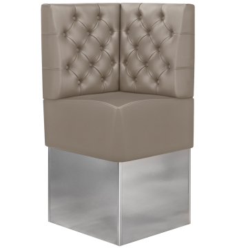 DALLAS | Corner bench for restaurants | W:H 64 x 133 cm | Taupe | Chesterfield | Leather