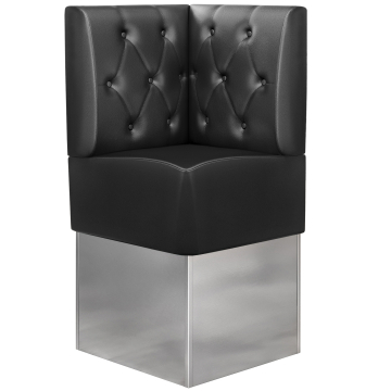 DALLAS | Gastro Eckbank | B:H 64 x 133 cm | Schwarz | Chesterfield Raute | Leder