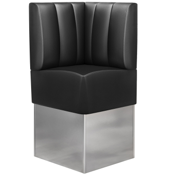 DALLAS | Gastro Eckbank | B:H 64 x 133 cm | Schwarz | Gestreift | Leder