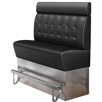 DALLAS | Hoge bank voor restaurants | B:H 140 x 158 cm | Zwart | Chesterfield knoop | Leer