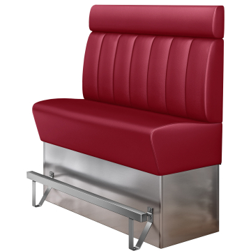 DALLAS | High-top dining bench | W:H 140 x 158 cm | Red | Striped | Leather