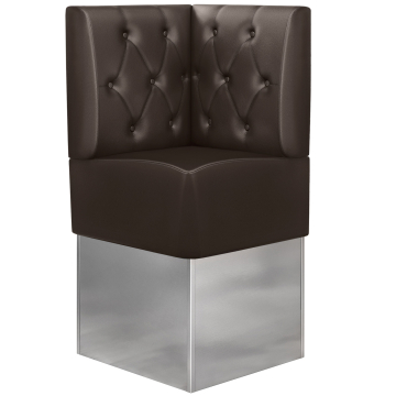 DALLAS | Hörnbänk för restauranger | B:H 64 x 133 cm | Brun | Chesterfield diamantmönster | Läder