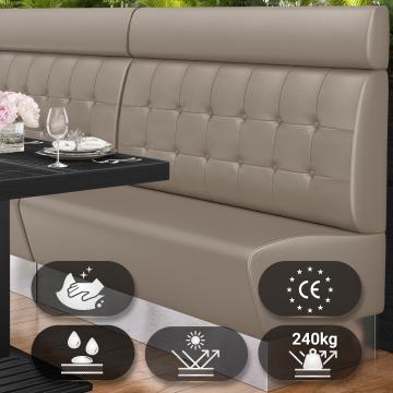 DALLAS | Restaurang bås soffa | B:H 100 x 128 cm | Taupe | Chesterfield-knapp | Läder