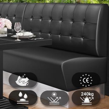 DALLAS | Gastrobank | B:H 200 x 103 cm | Schwarz | Chesterfield Button | Leder