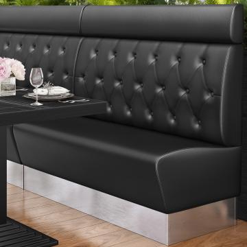 DALLAS | Gastrobank | B:H 100 x 128 cm | Schwarz | Chesterfield Raute | Leder
