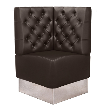DALLAS | Hörnsoffa till restaurang | B:H 64 x 103 cm | Brun | Chesterfield | Läder