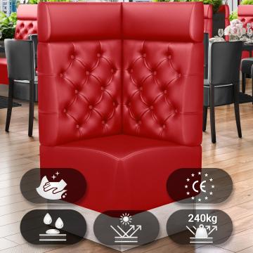 DALLAS | Gastro Eckbank | B:H 64 x 128 cm | Rot | Chesterfield | Leder