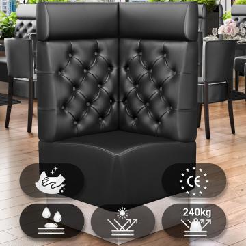 DALLAS | Gastro Eckbank | B:H 64 x 128 cm | Schwarz | Chesterfield | Leder
