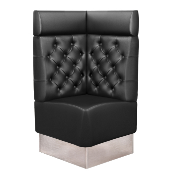 DALLAS | Gastro Eckbank | B:H 64 x 128 cm | Schwarz | Chesterfield | Leder