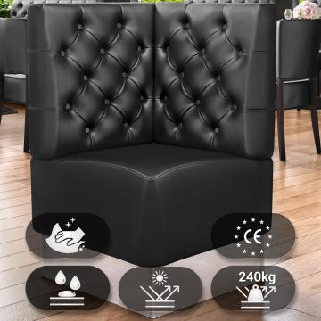 DALLAS | Gastro Eckbank | B:H 64 x 103 cm | Schwarz | Chesterfield | Leder
