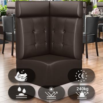 DALLAS | Gastro Eckbank | B:H 64 x 128 cm | Braun | Chesterfield Button | Leder
