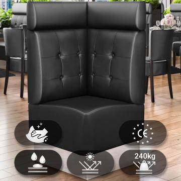 DALLAS | Gastro Eckbank | B:H 64 x 128 cm | Schwarz | Chesterfield Button | Leder
