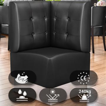 DALLAS | Gastro Eckbank | B:H 64 x 103 cm | Schwarz | Chesterfield Button | Leder