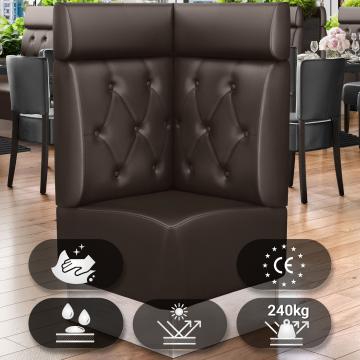 DALLAS | Gastro Eckbank | B:H 64 x 128 cm | Braun | Chesterfield Raute | Leder