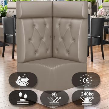 DALLAS | Gastro Eckbank | B:H 64 x 128 cm | Taupe | Chesterfield Raute | Leder