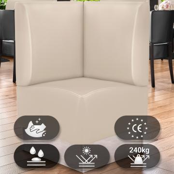 DALLAS | Gastro Eckbank | B:H 64 x 103 cm | Creme | Glatt | Leder