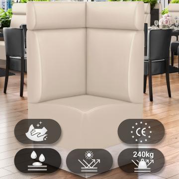 DALLAS | Gastro Eckbank | B:H 64 x 128 cm | Creme | Glatt | Leder