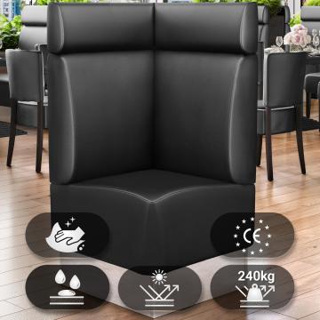 DALLAS | Gastro Eckbank | B:H 64 x 128 cm | Schwarz | Glatt | Leder
