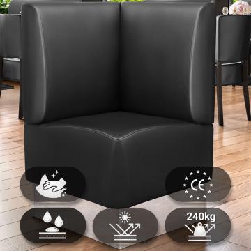 DALLAS | Gastro Eckbank | B:H 64 x 103 cm | Schwarz | Glatt | Leder