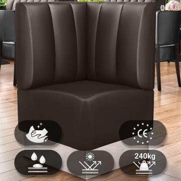 DALLAS | Gastro Eckbank | B:H 64 x 103 cm | Braun | Gestreift | Leder