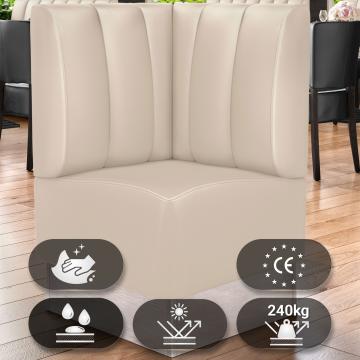 DALLAS | Gastro Eckbank | B:H 64 x 103 cm | Creme | Gestreift | Leder
