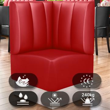 DALLAS | Gastro Eckbank | B:H 64 x 103 cm | Rot | Gestreift | Leder