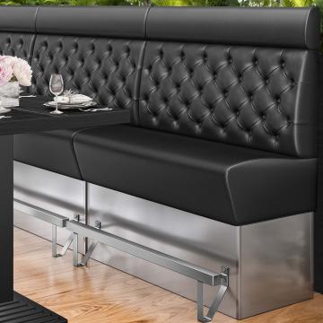 DALLAS | Hög restaurangsoffa | B:H 100 x 158 cm | Svart | Chesterfield | Läder