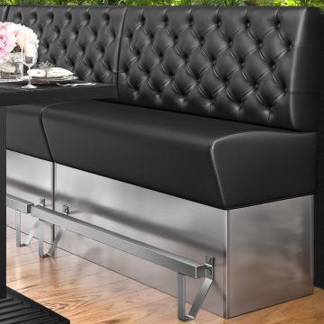 DALLAS | Hög restaurangsoffa | B:H 100 x 133 cm | Svart | Chesterfield | Läder