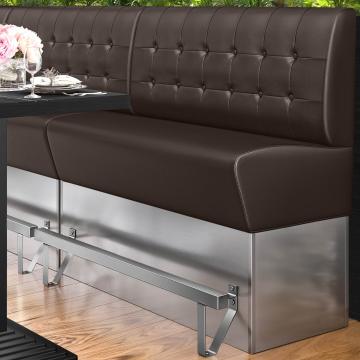 DALLAS | Hög restaurangsoffa | B:H 100 x 133 cm | Brun | Chesterfield-knapp | Läder