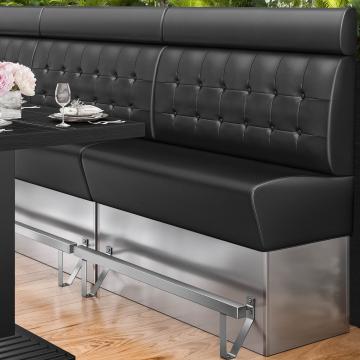 DALLAS | Hög restaurangsoffa | B:H 120 x 158 cm | Svart | Chesterfield-knapp | Läder